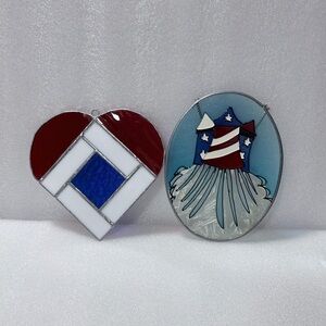 Two Patriotic Glass Decorations